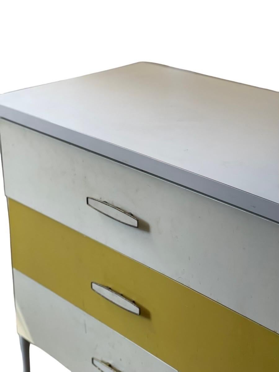 Acier Vintage Mid Century Modern Record Cabinet Dresser Removable Shelf Steel Framed en vente