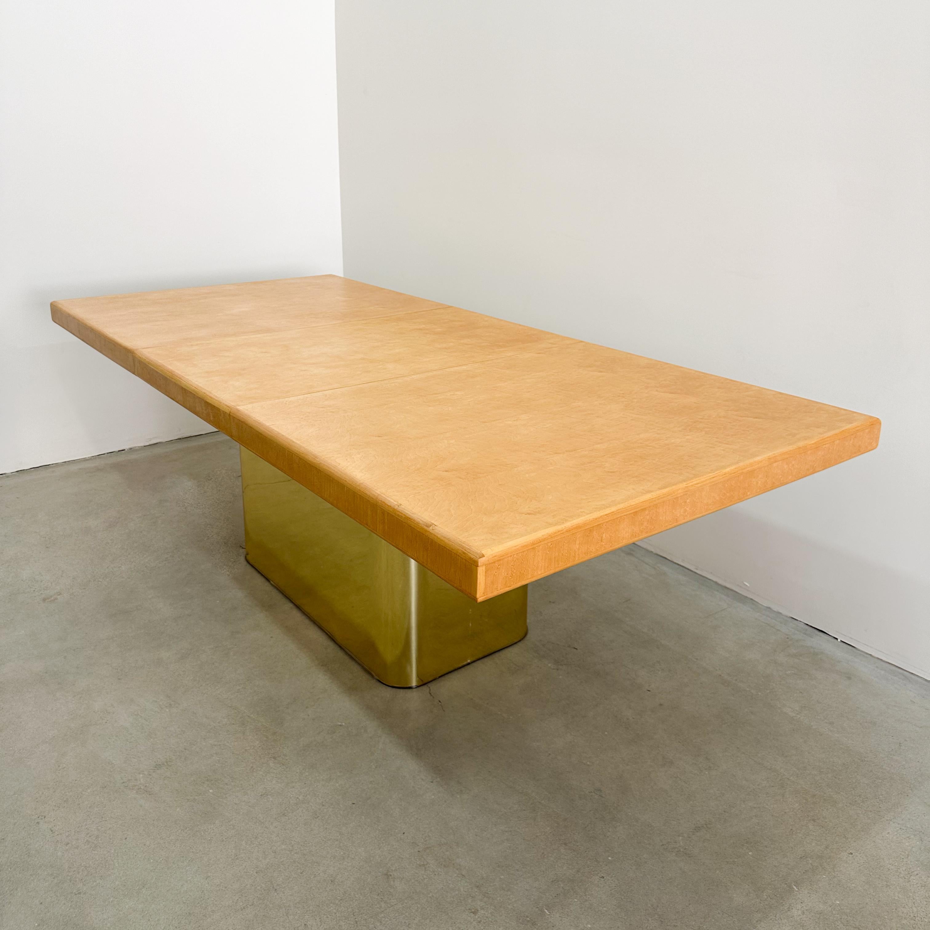 Table de salle à manger Vintage Mid-Century Modern Rectangle et base en laiton en vente 4