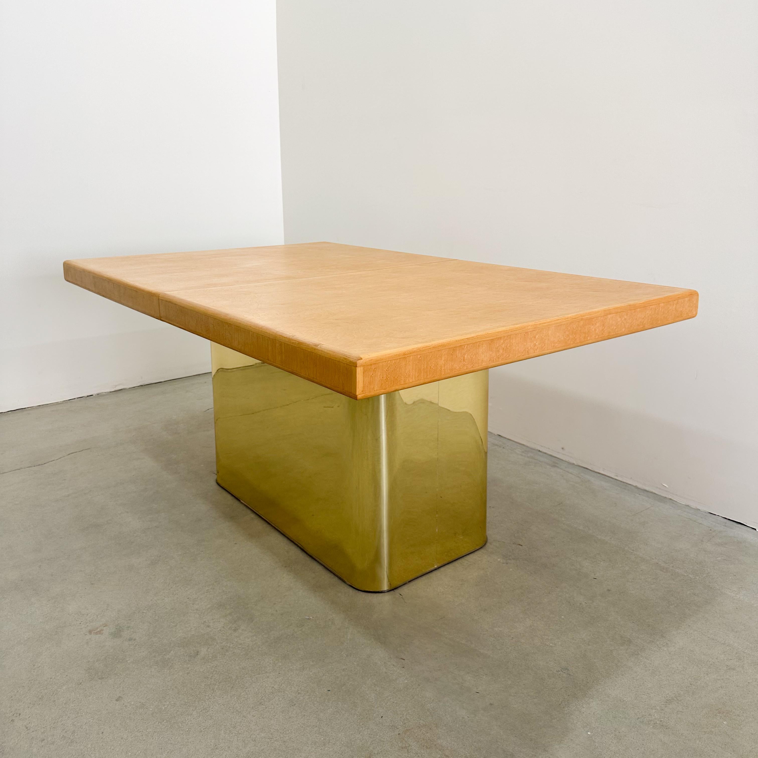 Table de salle à manger Vintage Mid-Century Modern Rectangle et base en laiton en vente 5