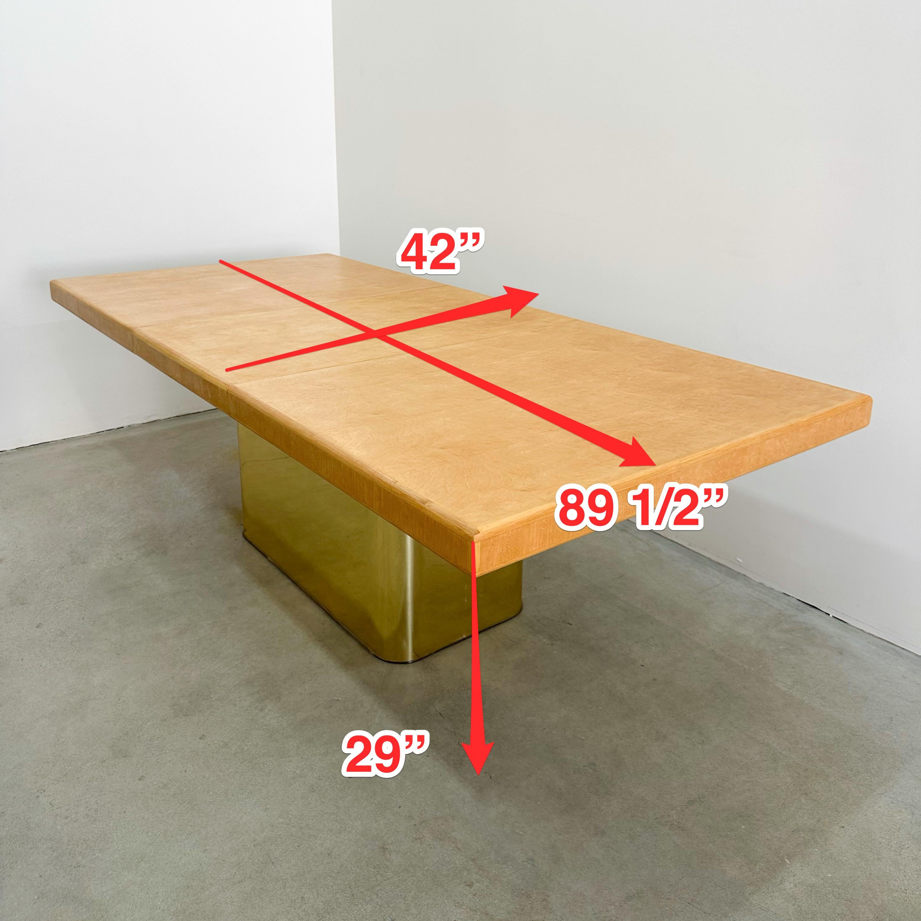 Table de salle à manger Vintage Mid-Century Modern Rectangle et base en laiton en vente 8