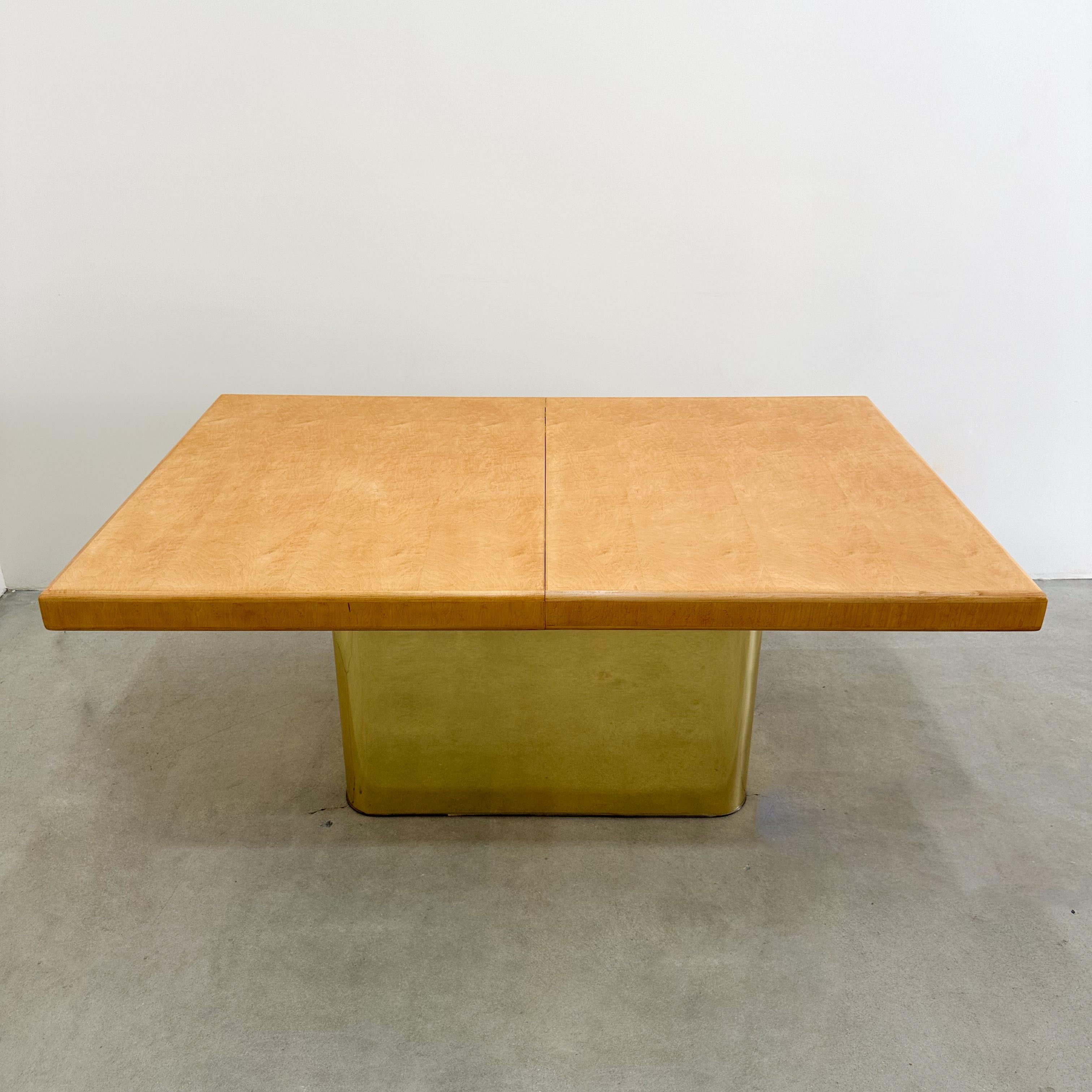 Fin du 20e siècle Table de salle à manger Vintage Mid-Century Modern Rectangle et base en laiton en vente