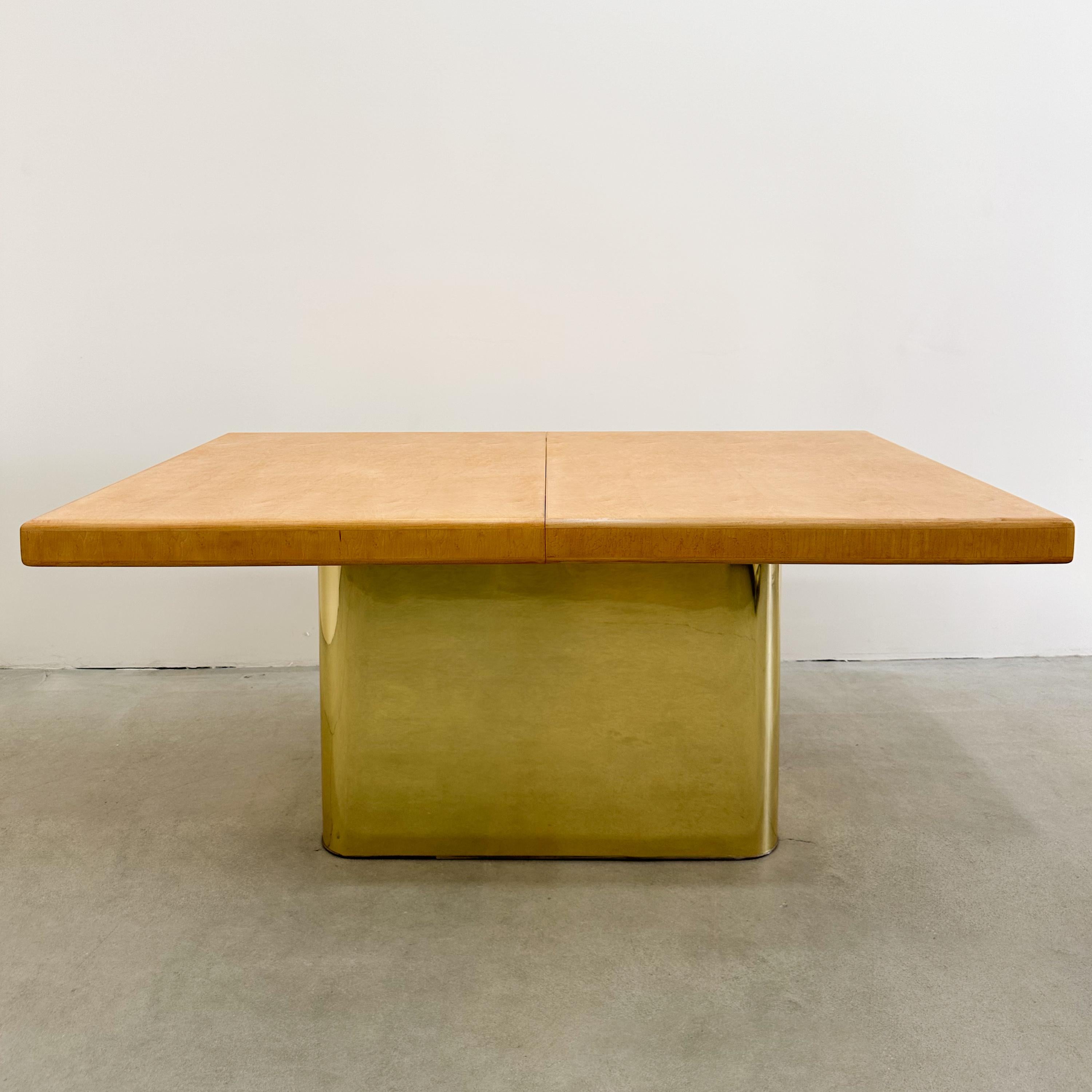 Laiton Table de salle à manger Vintage Mid-Century Modern Rectangle et base en laiton en vente