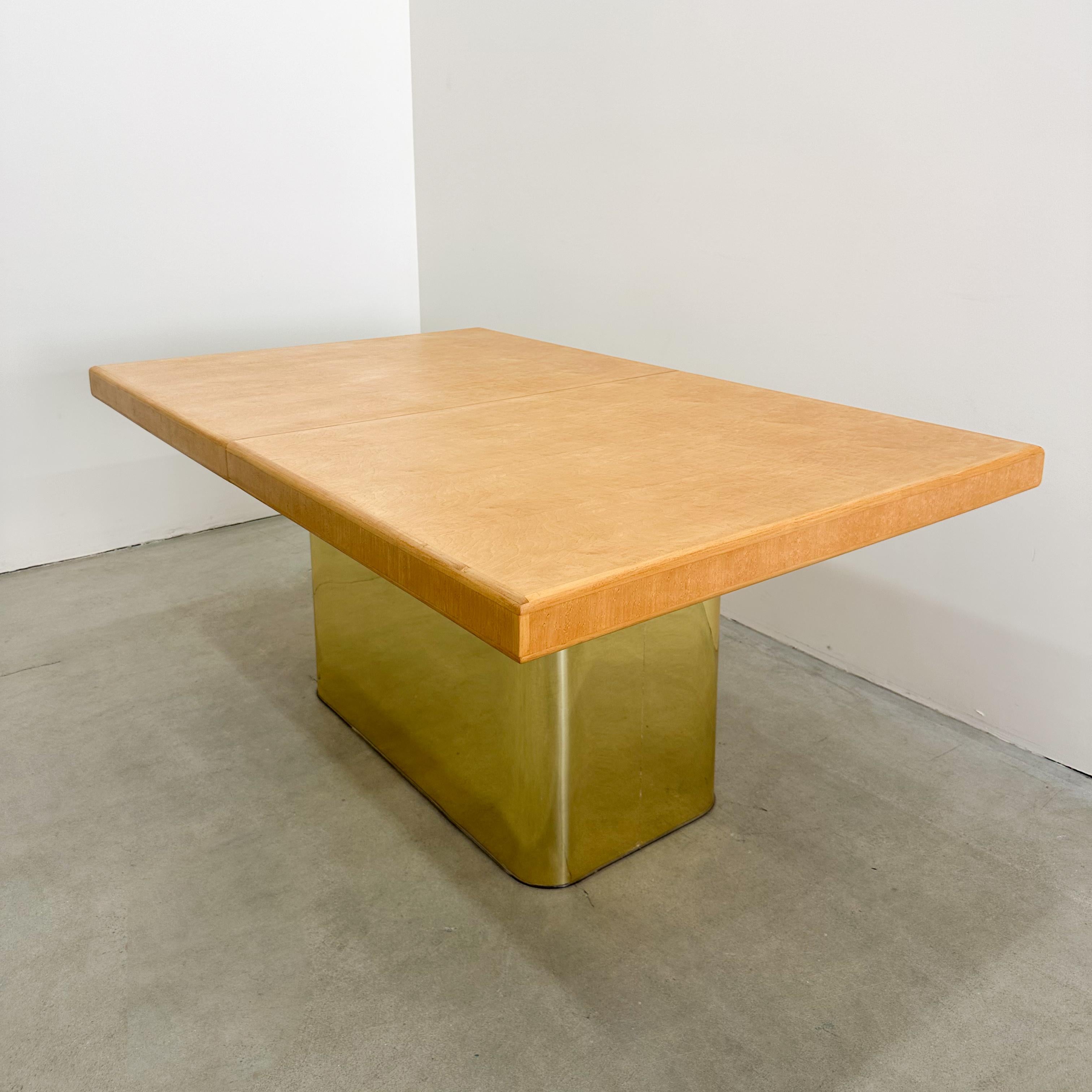 Table de salle à manger Vintage Mid-Century Modern Rectangle et base en laiton en vente 3