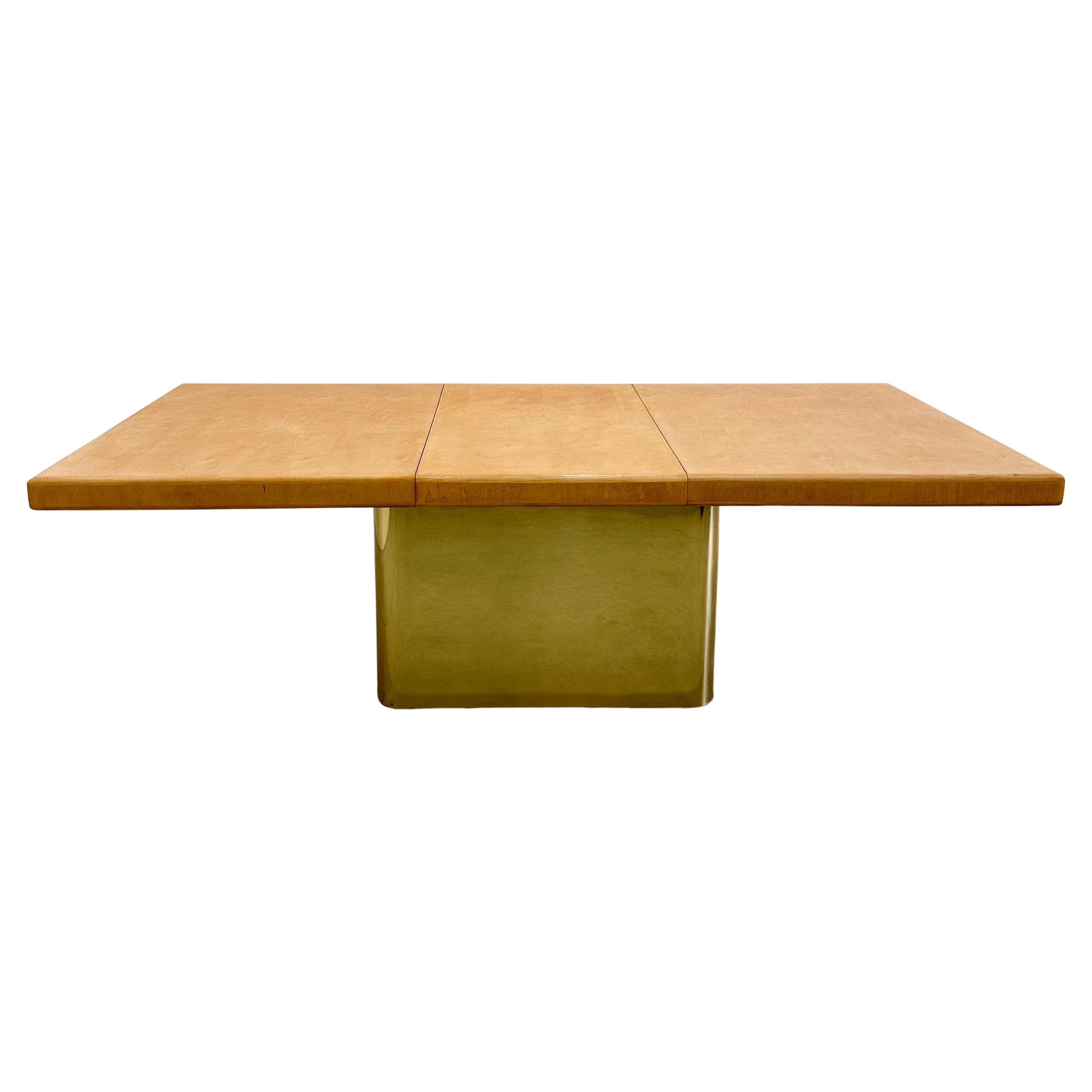 Table de salle à manger Vintage Mid-Century Modern Rectangle et base en laiton