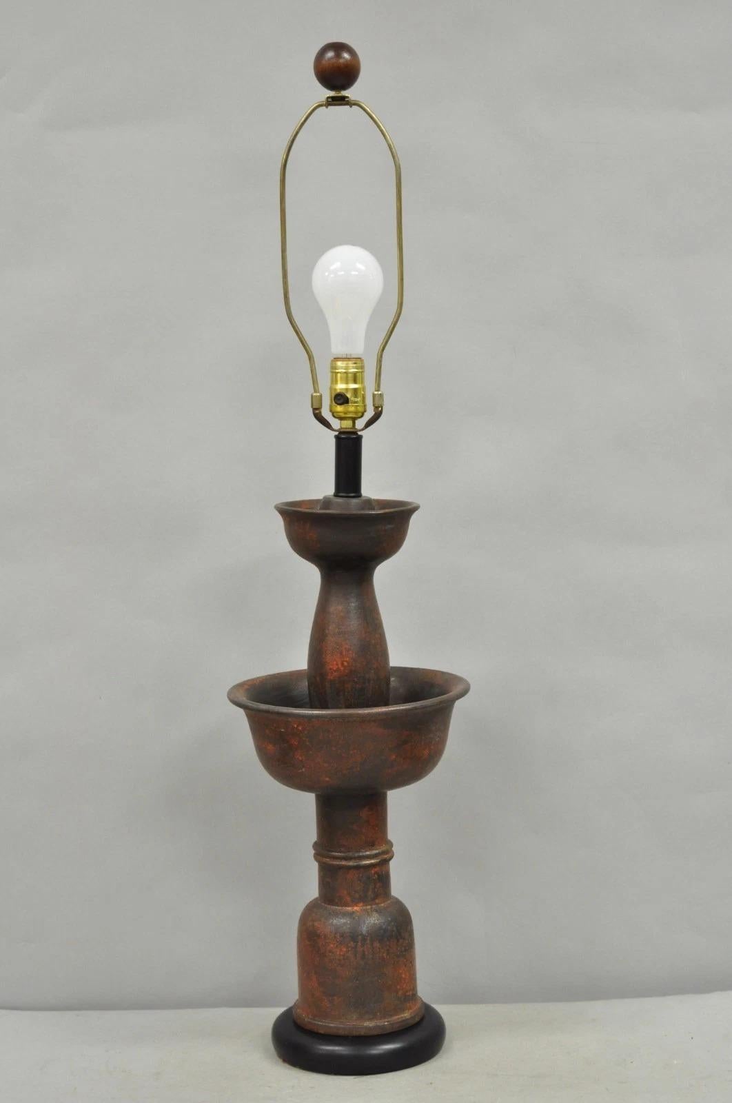 Vintage Mid Century Modern Red Ceramic 2 Tier Table Lamp attr. Bitossi Italien im Angebot 4