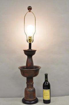 Vintage Mid Century Modern Red Ceramic 2 Tier Table Lamp attr. Bitossi Italy