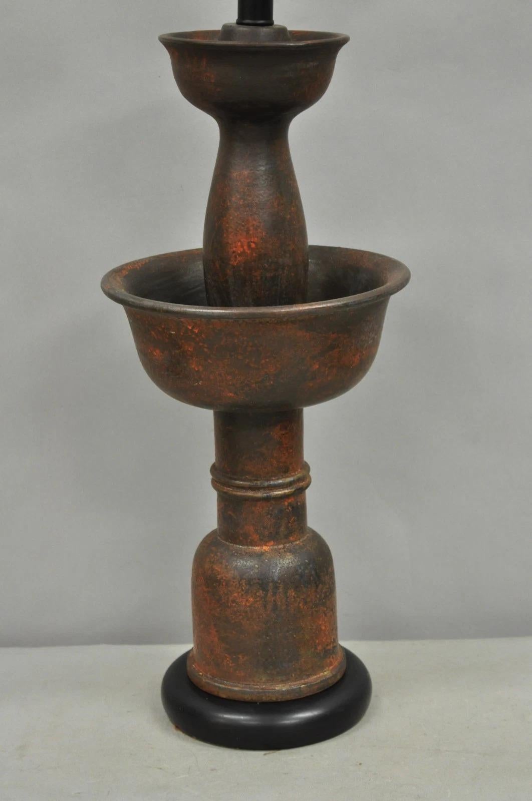 Vintage Mid Century Modern Red Ceramic 2 Tier Table Lamp attr. Bitossi Italien (Moderne der Mitte des Jahrhunderts) im Angebot