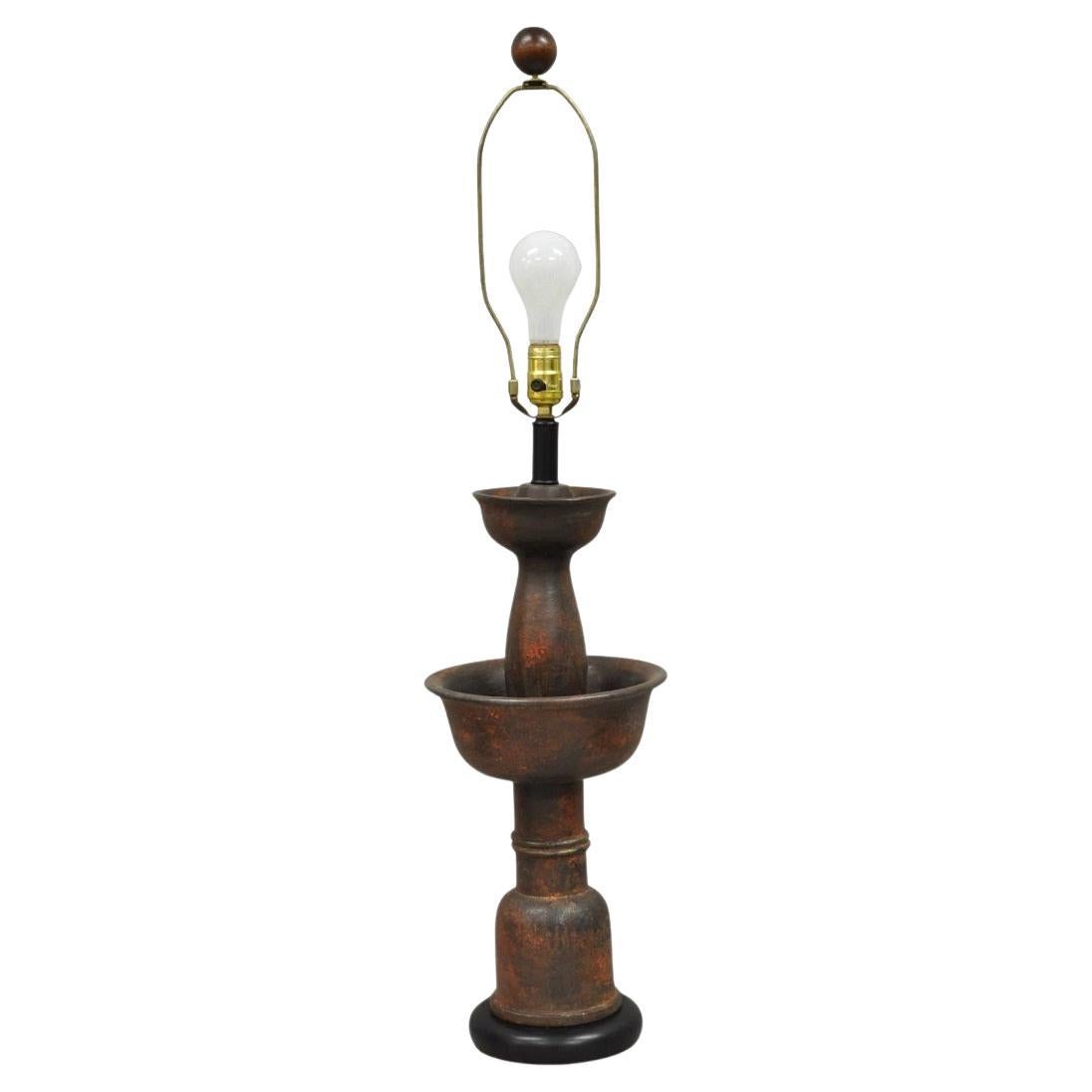 Vintage Mid Century Modern Red Ceramic 2 Tier Table Lamp attr. Bitossi Italien