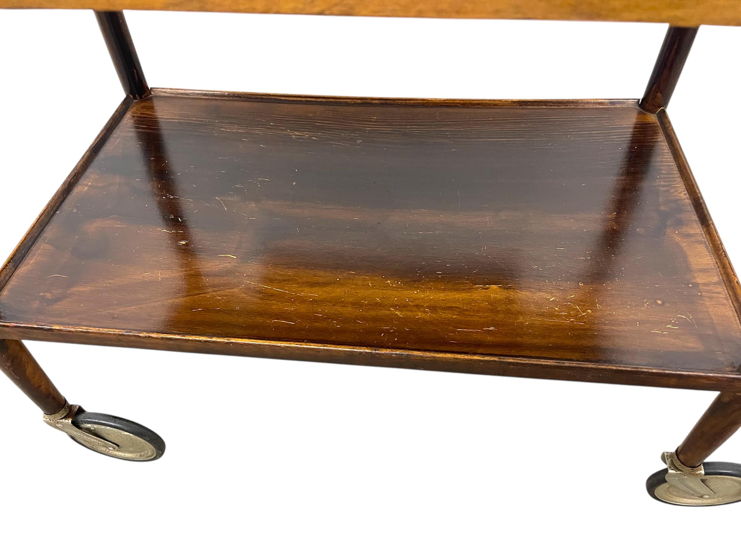 Vintage Mid-Century Modern Rolling Bar Cart with Drawer in vendita 4