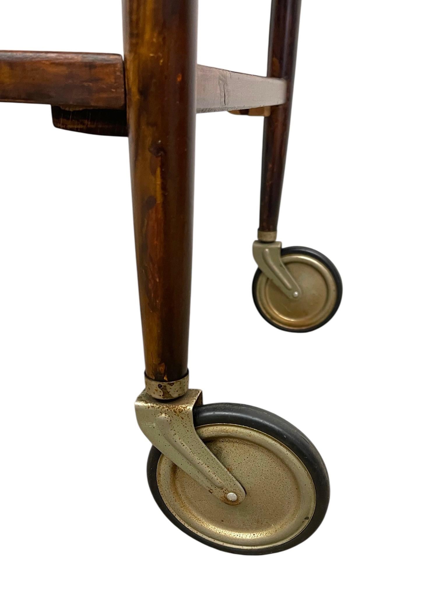 Vintage Mid-Century Modern Rolling Bar Cart with Drawer in vendita 3