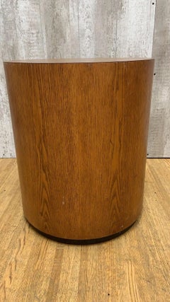 Vintage Mid Century Modern Round Cylinder Drum Barrel Table