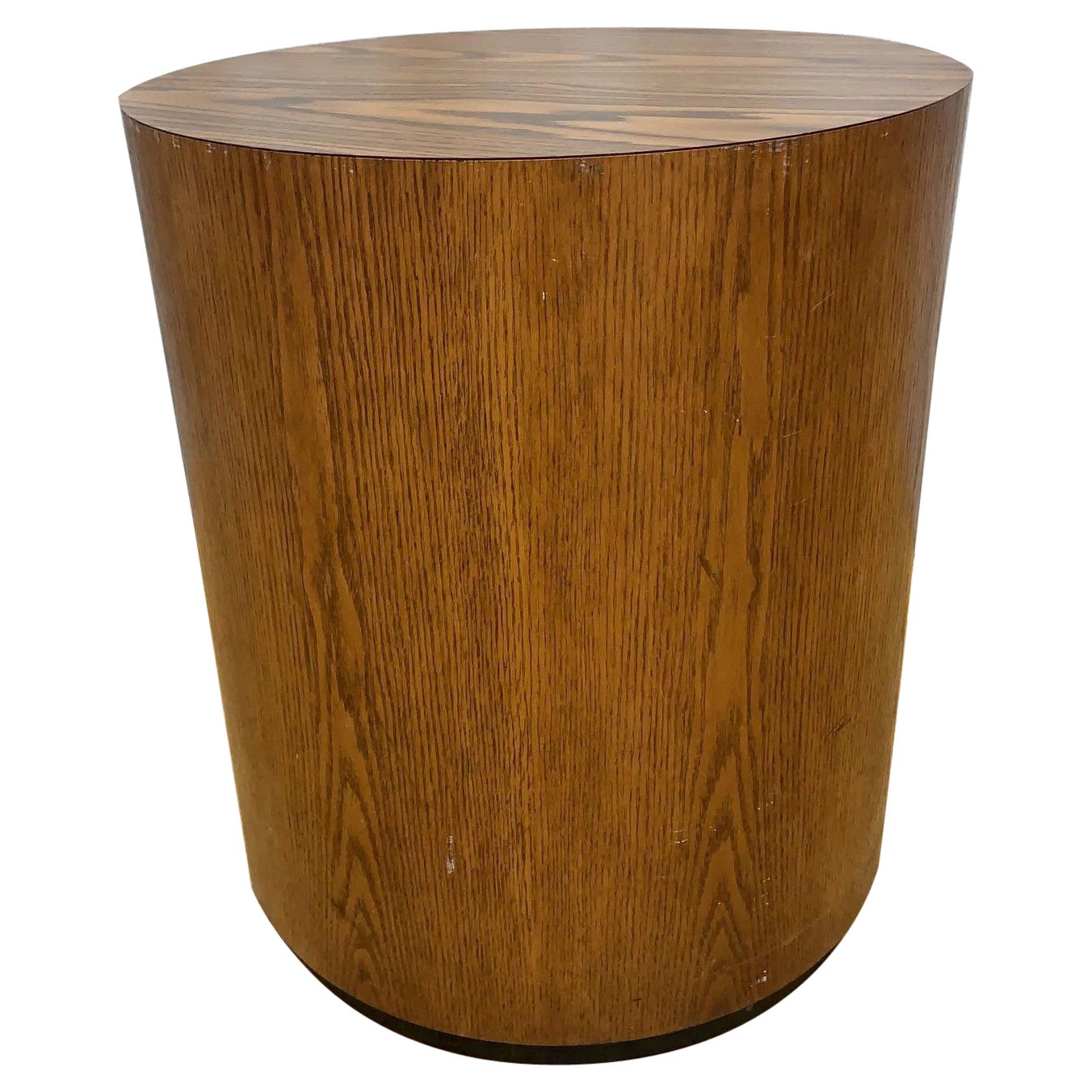 Vintage Mid Century Modern Round Cylinder Drum Barrel Table