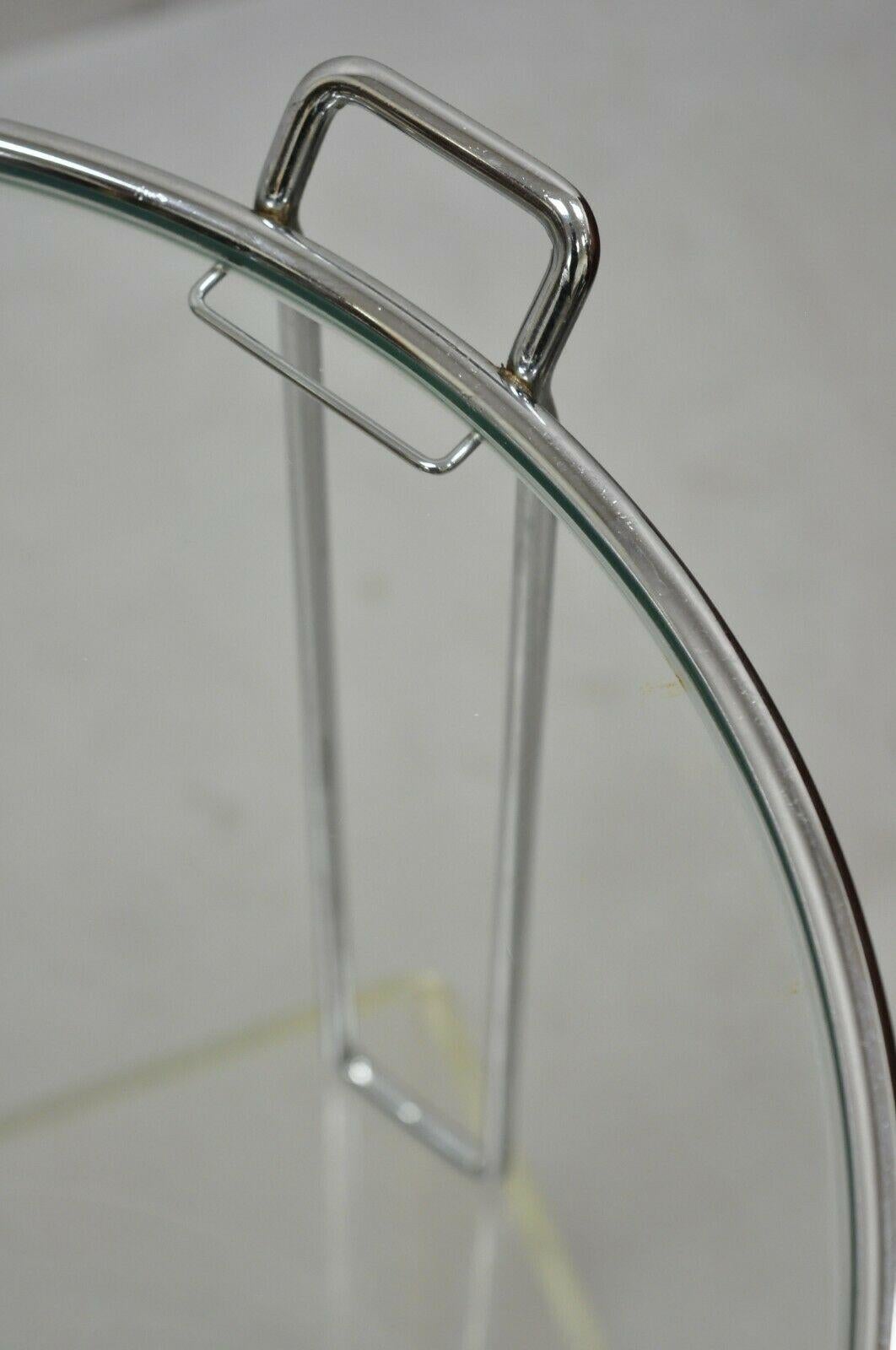 Vintage Mid-Century Modern Round Modernist Chrome Frame Glass Side Table 6