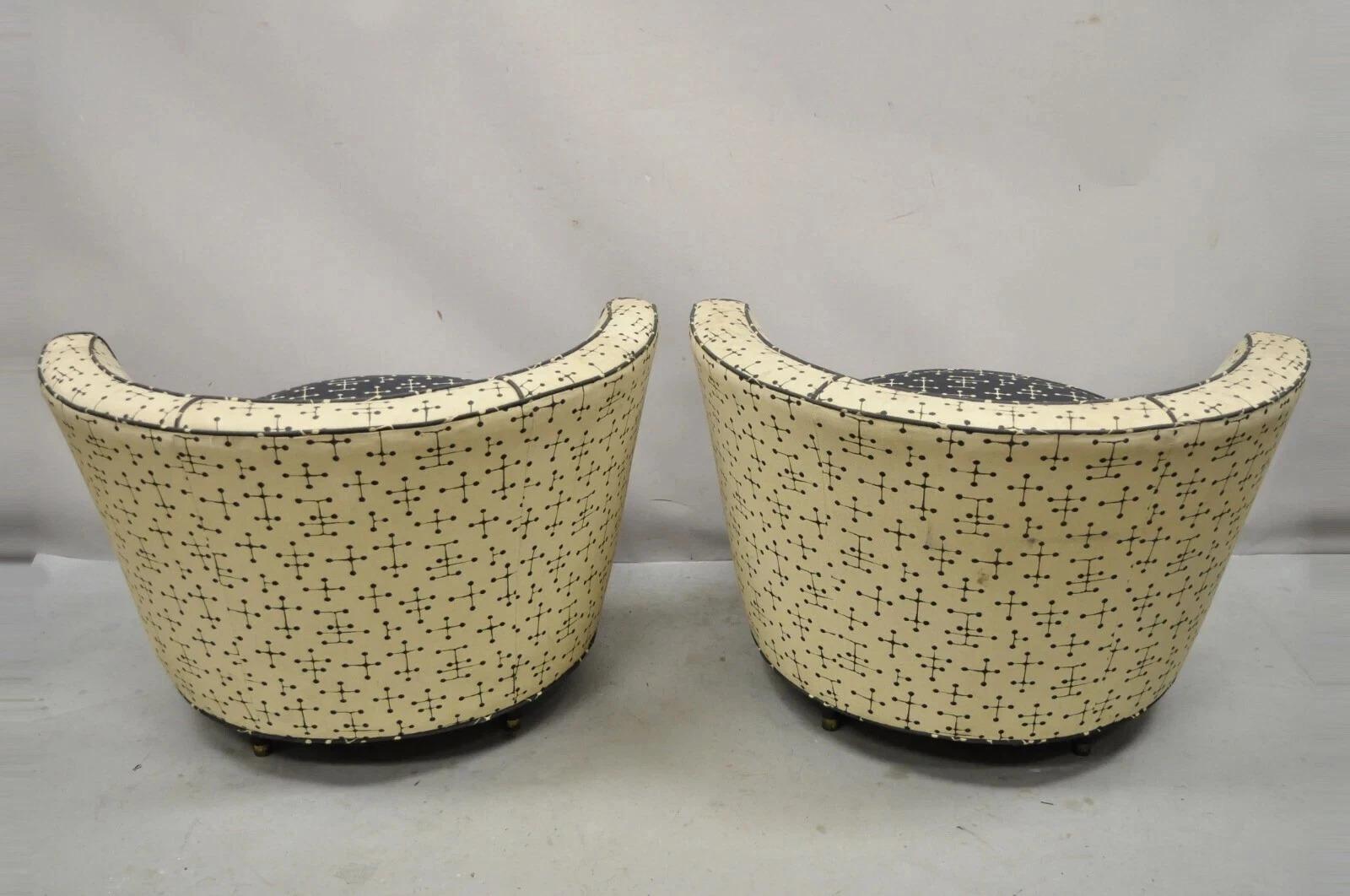Vintage Mid Century Modern Sillones Club Lounge Redondos Tapizados - Pareja en venta 3