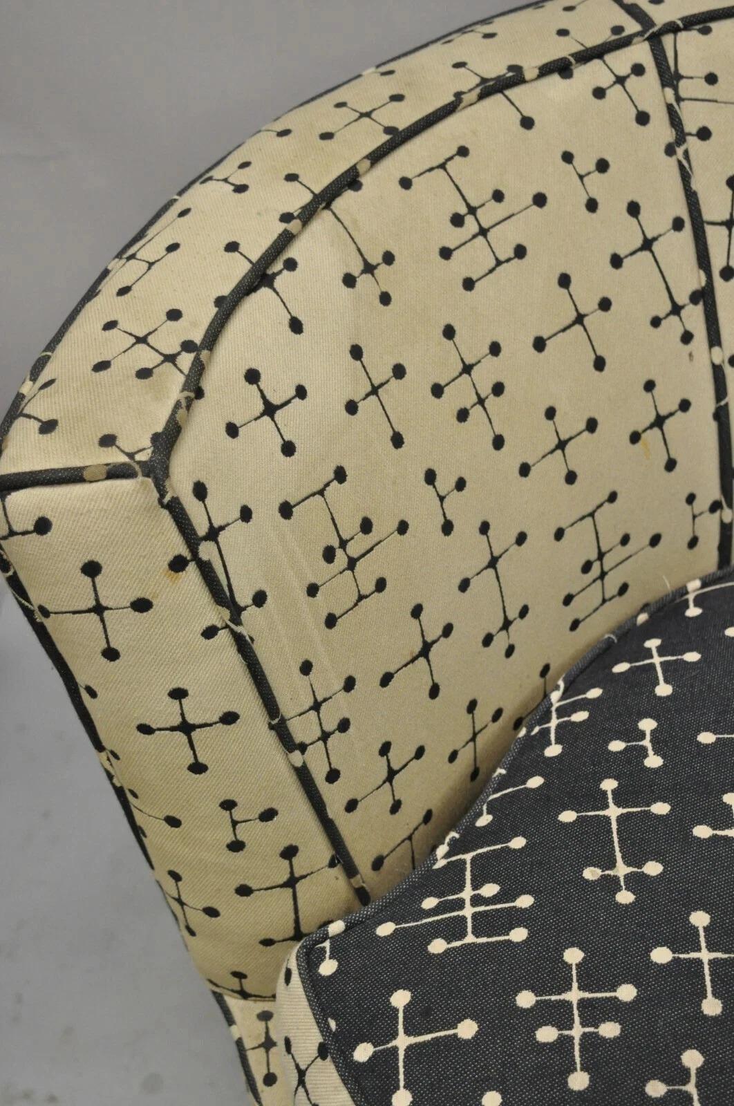 Vintage Mid Century Modern Sillones Club Lounge Redondos Tapizados - Pareja Tela en venta