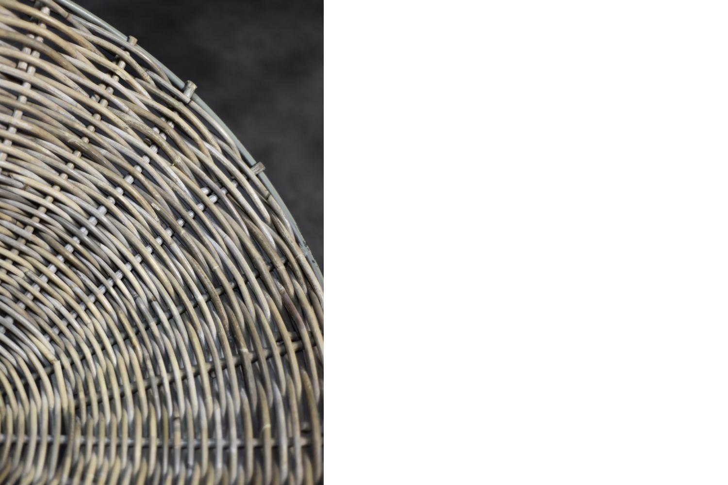 Sillón vintage moderno de mediados de siglo, redondo, de bambú tejido, Alemania, años 60 en venta 1