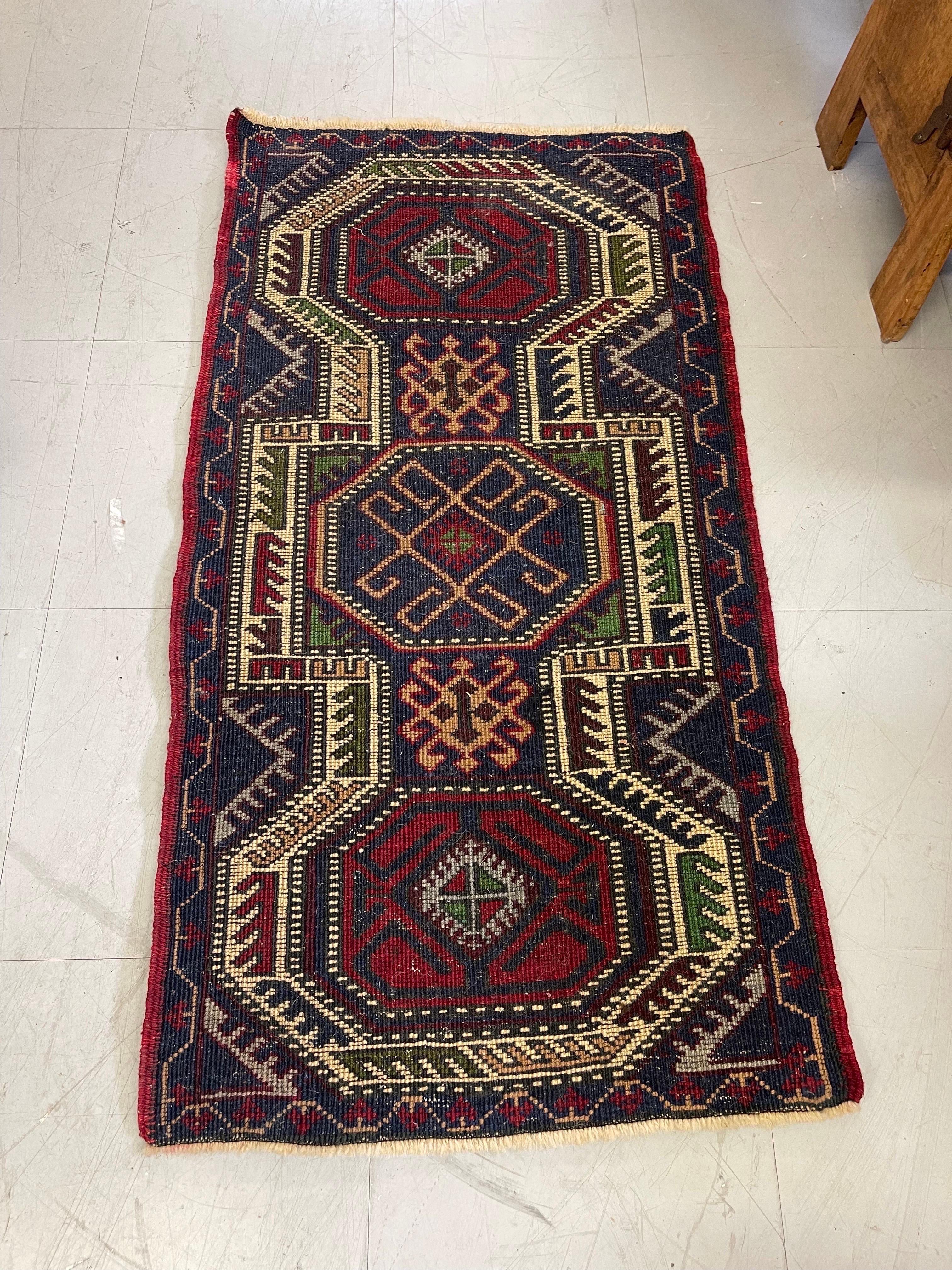 Fabric Vintage Mid-Century Modern Rug Runner For Sale