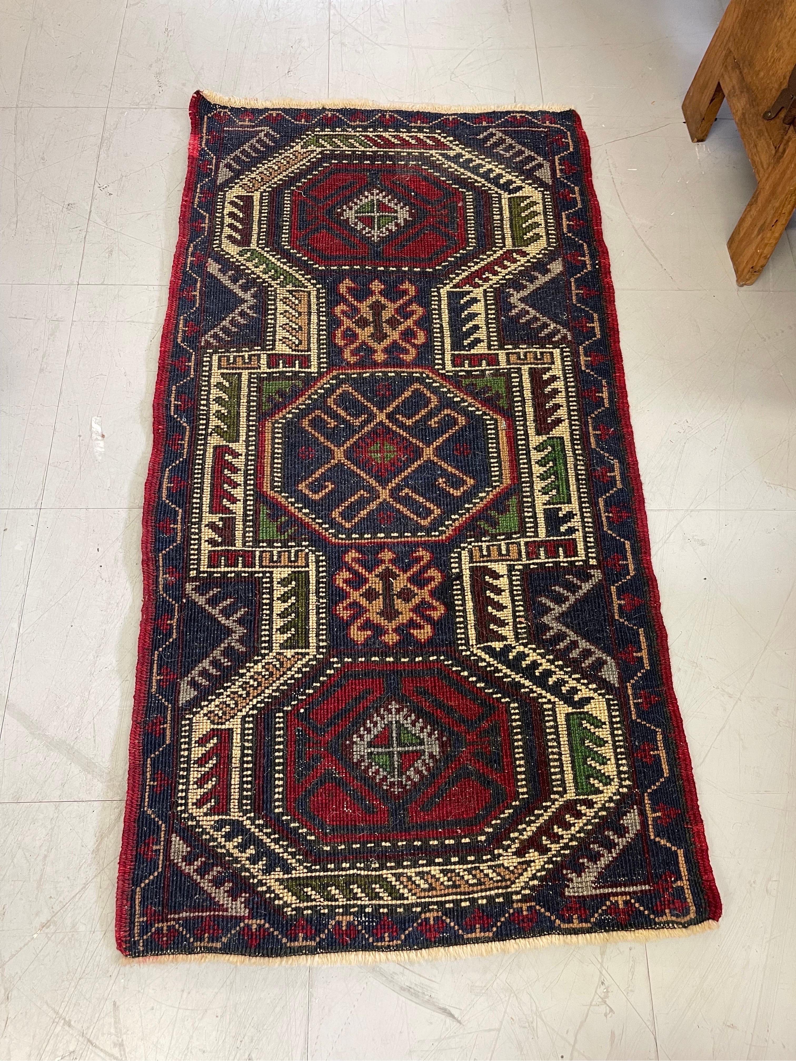 Fabric Vintage Mid-Century Modern Rug Runner  For Sale