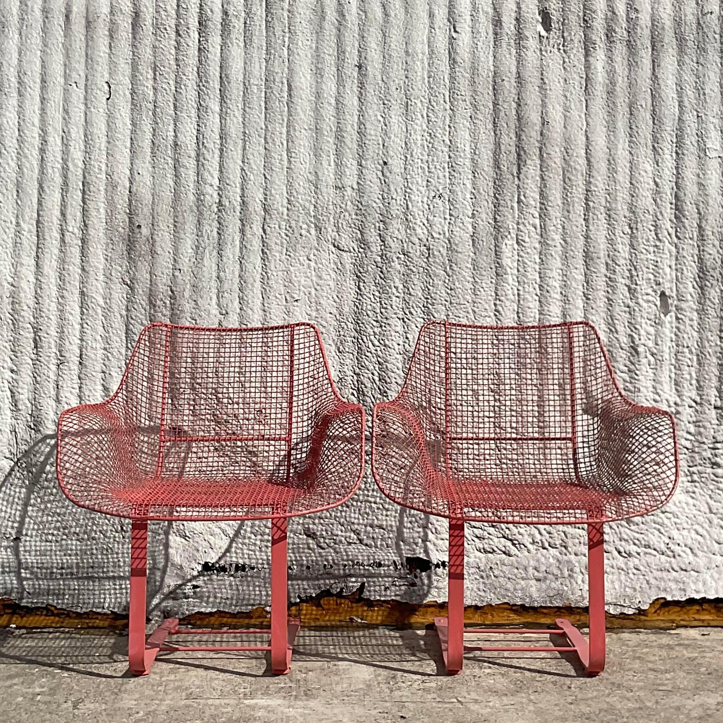 20th Century Vintage Mid-Century Modern Russell Woodard “Sculptura” Springer Chairs - a Pair For Sale