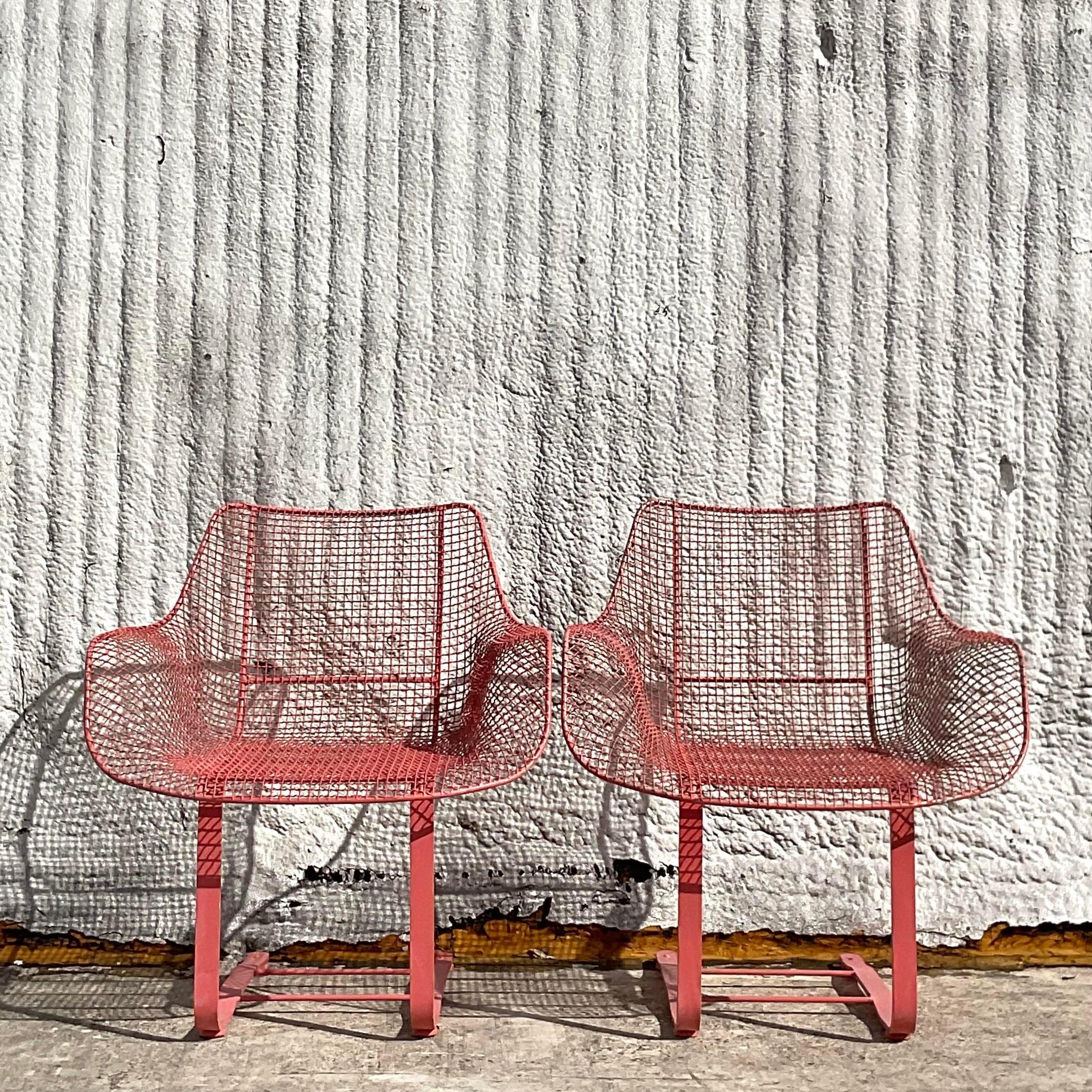 Iron Vintage Mid-Century Modern Russell Woodard “Sculptura” Springer Chairs - a Pair For Sale