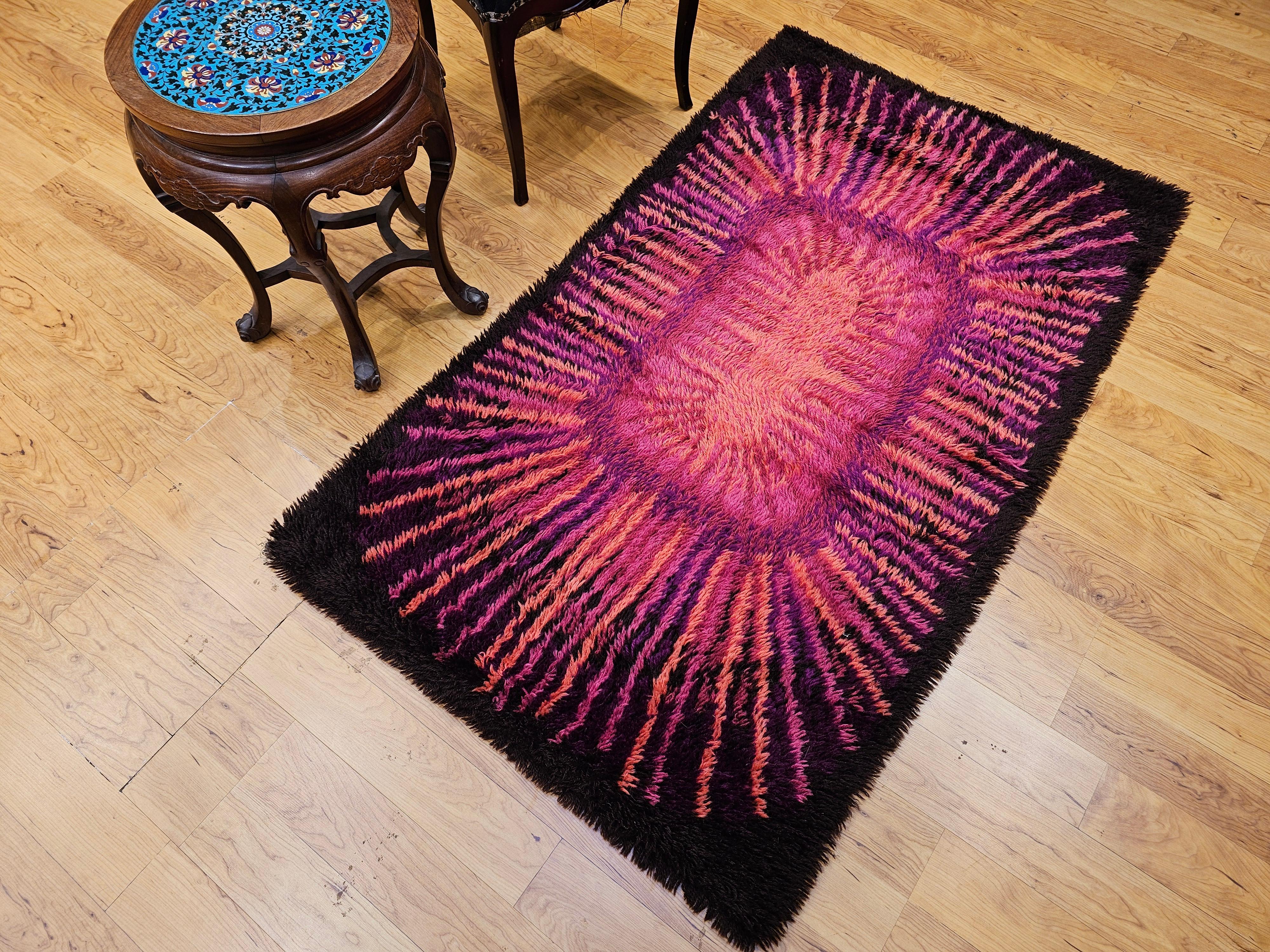 Vintage Mid Century Modern Rya Scandinavian Area Rug For Sale 4