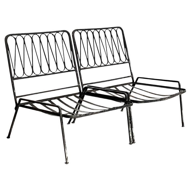 Vintage Mid-Century Modern Salterini Ribbon Wrought Iron Chairs - Set of 2 For Sale