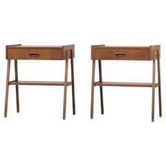 Pair of Vintage Mid-Century Modern Scandinavian Teak Wood Nightstands, 1960s