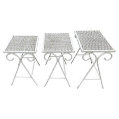 Vintage Mid Century Modern Scrolling Metal Mesh Nesting Side Tables - Set of 3