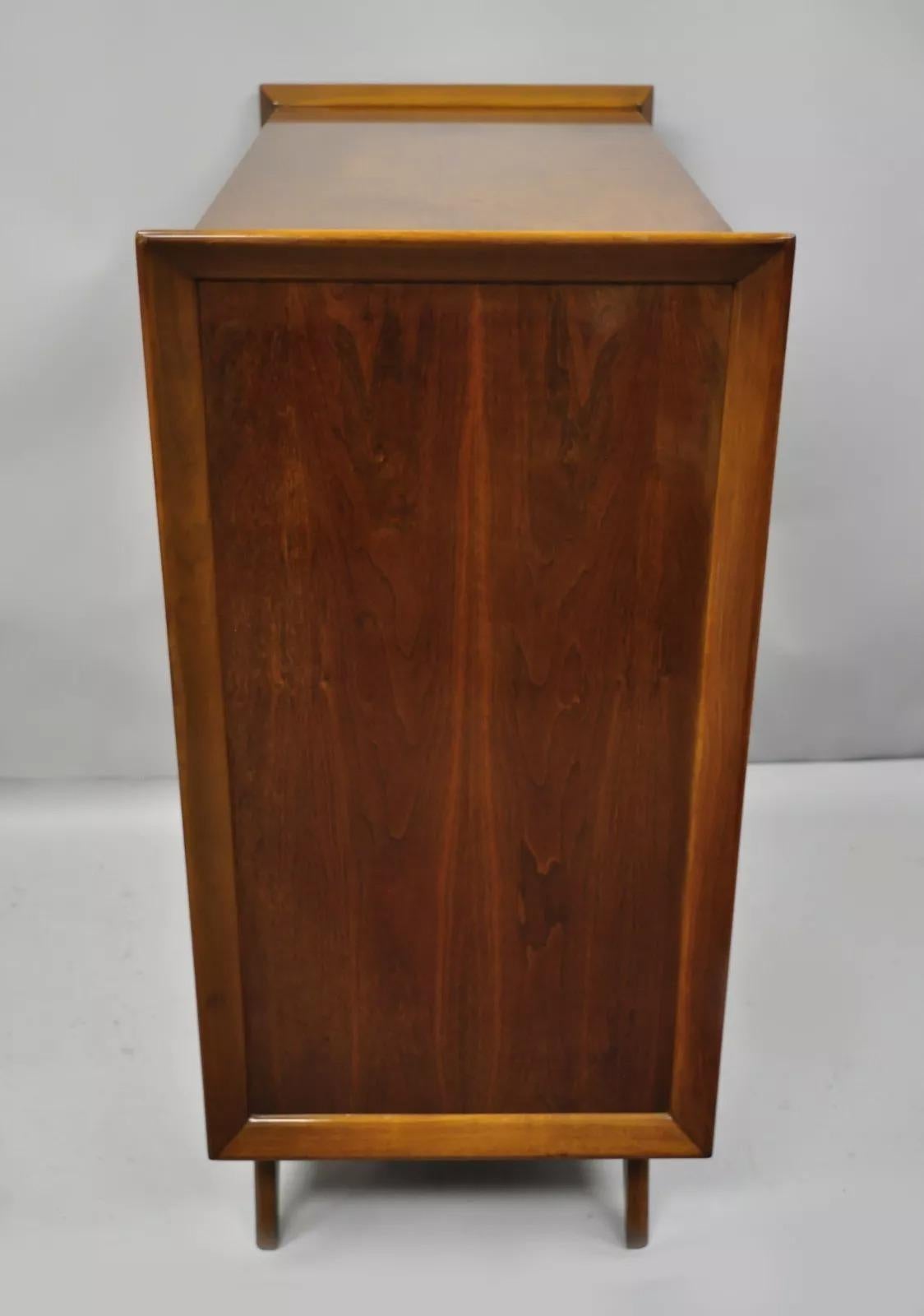 Vintage Mid Century Modern Sculpted Angled Walnut Highboy Tall Chest Dresser For Sale 4