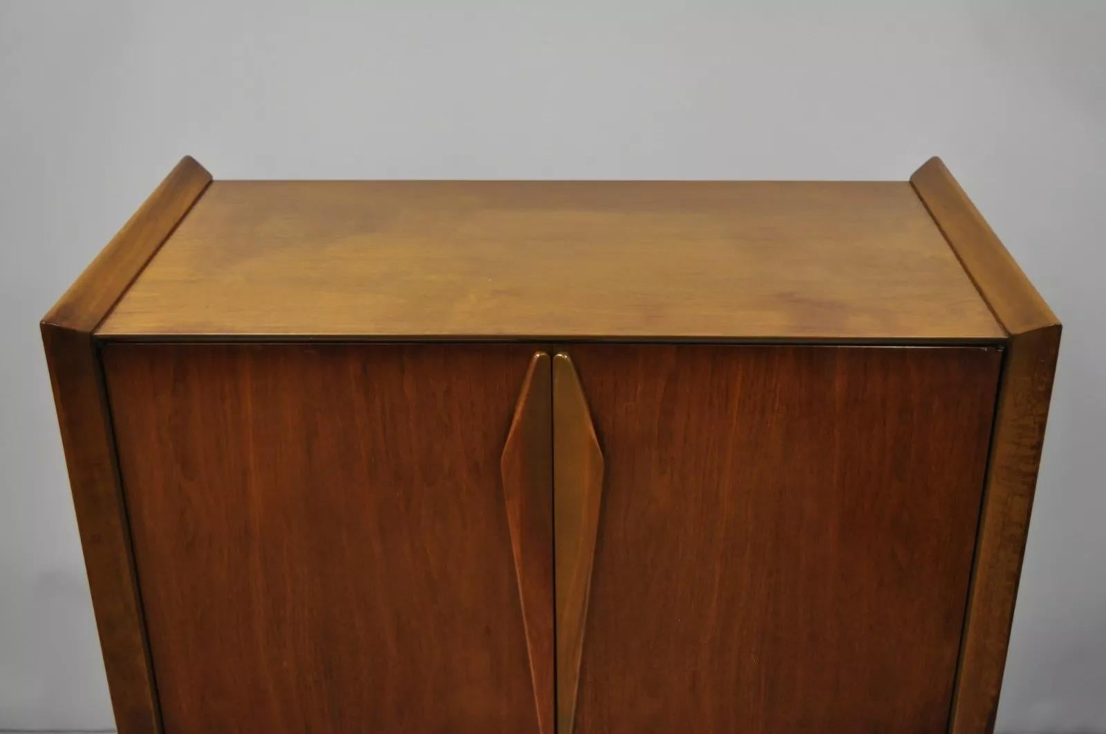 Vintage Mid Century Modern Sculpted Angled Walnut Highboy Tall Chest Dresser For Sale 3