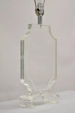 Vintage Mid Century Modern Sculpted Clear Lucite Octagonal Table Lamp
