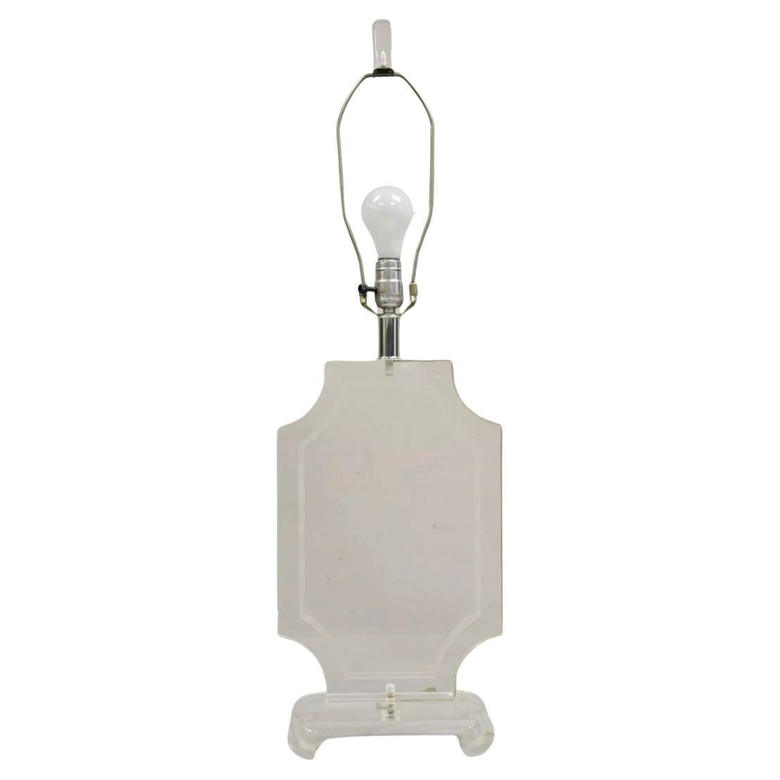 Achteckige Vintage-Tischlampe aus klarem Lucite, Mid-Century Modern