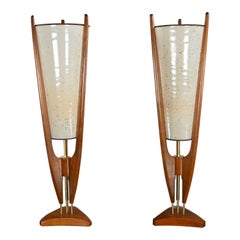 Vintage Mid Century Modern Sculpted Cone Table Lamps Arthur Jacobs for Modeline
