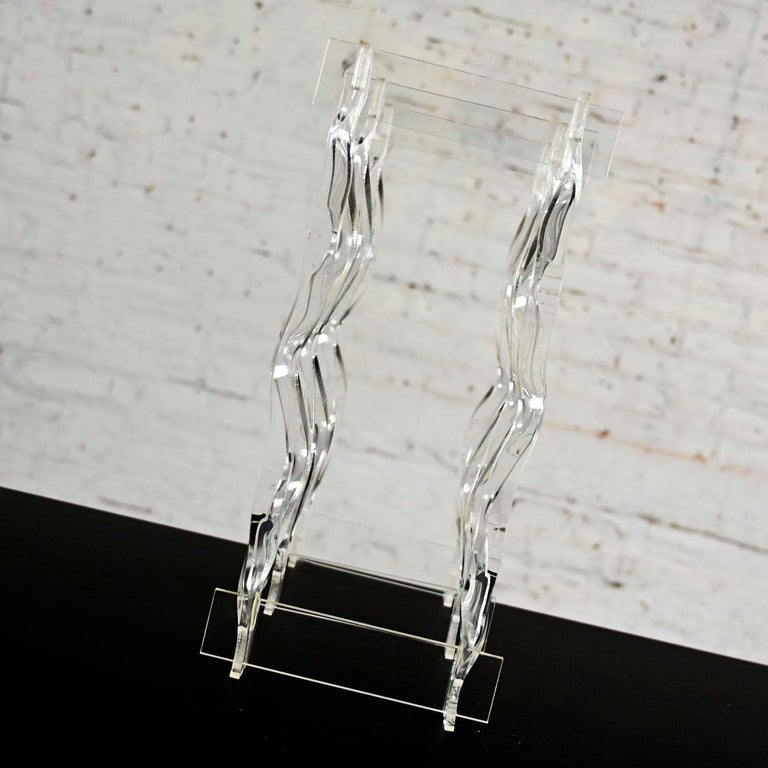 Vintage MidCentury Modern Sculpted Lucite or Plexiglass Wine Rack For