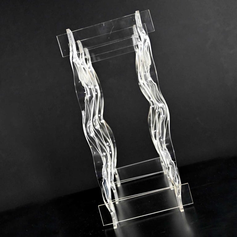 Vintage MidCentury Modern Sculpted Lucite or Plexiglass Wine Rack For