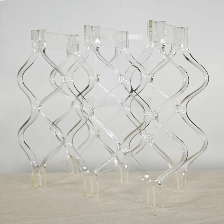 Vintage MidCentury Modern Sculpted Lucite or Plexiglass Wine Rack For