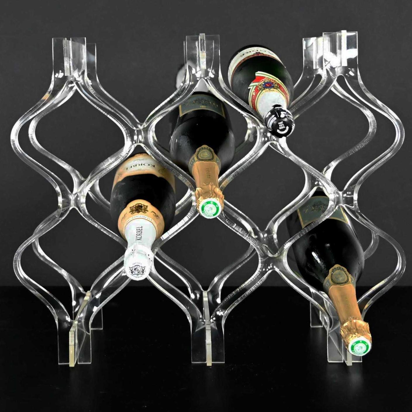 Vintage Mid-Century Modern Sculpted Lucite or Plexiglass Wine Rack For Sale 9