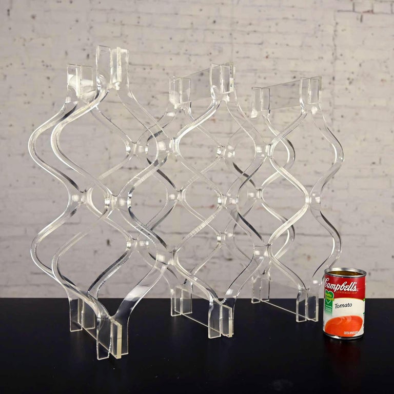 Vintage MidCentury Modern Sculpted Lucite or Plexiglass Wine Rack For