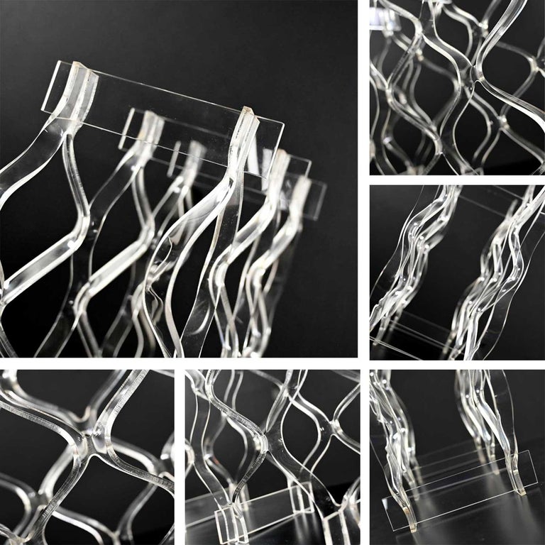 Vintage MidCentury Modern Sculpted Lucite or Plexiglass Wine Rack For