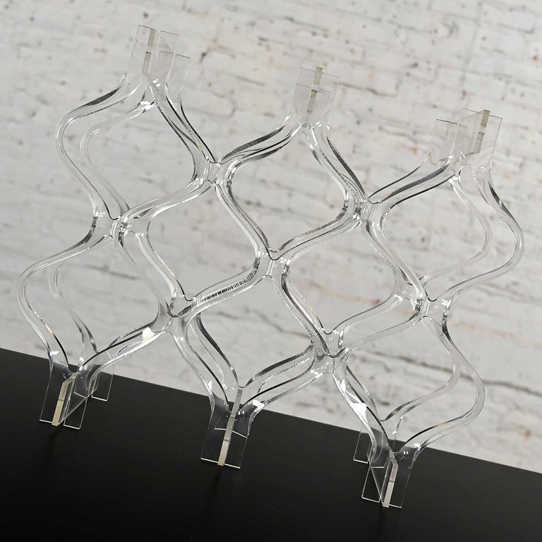 Vintage MidCentury Modern Sculpted Lucite or Plexiglass Wine Rack For