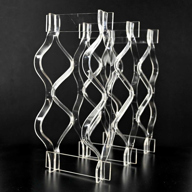 Vintage MidCentury Modern Sculpted Lucite or Plexiglass Wine Rack For