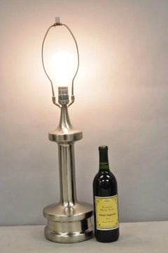 Vintage Mid Century Modern Sculpted Steel Metal "Bishop" Table Lamp by Laurel