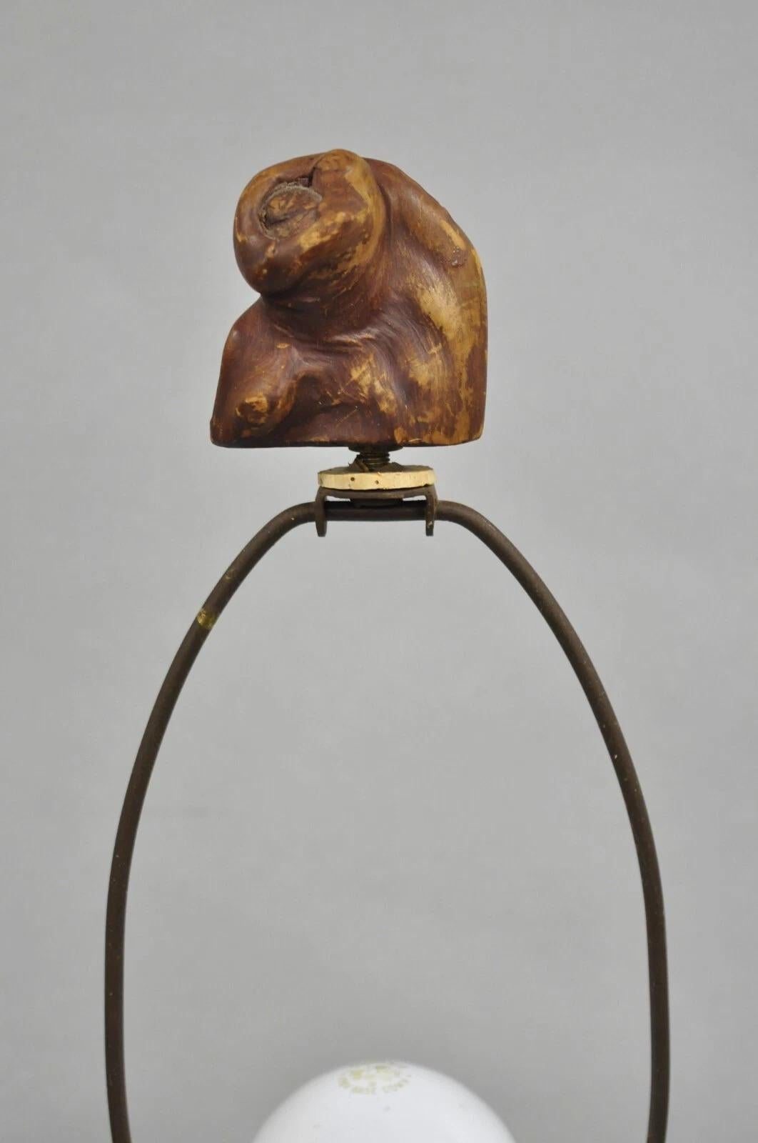 Mid-Century Modern Vintage Mid Century Modern Sculpted Teak Root Wood Driftwood Organic Table Lamp For Sale