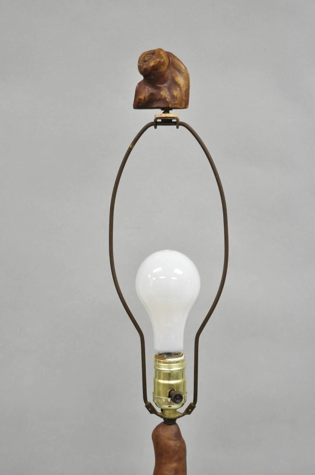 Vintage Mid Century Modern Sculpted Teak Root Wood Driftwood Organic Table Lamp For Sale 2