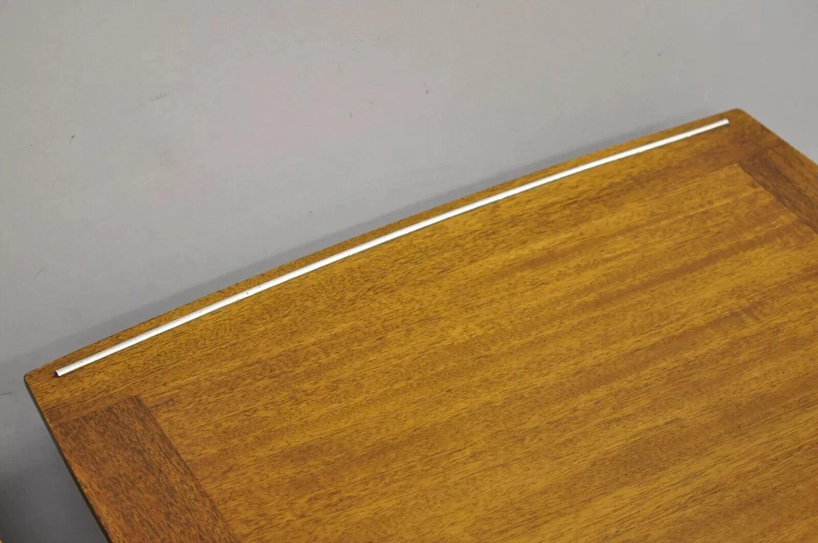 20th Century Vintage Mid Century Modern Sculpted Walnut 2 Tier End Tables w Brass Feet - Pair For Sale