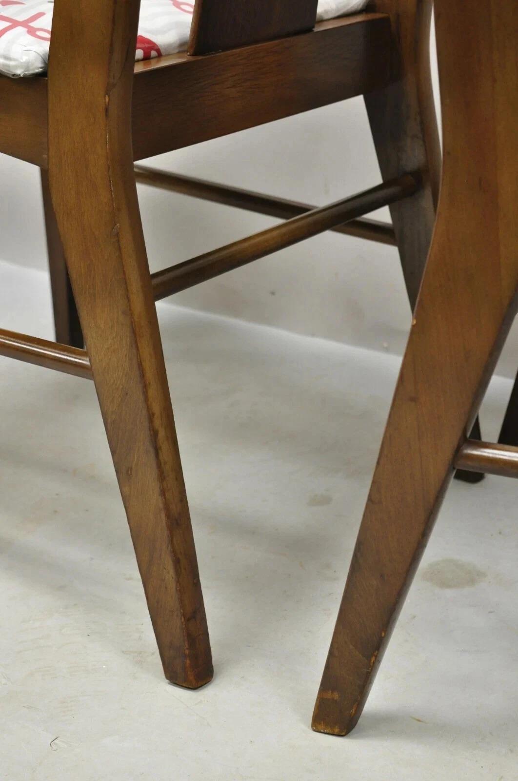 Vintage Mid Century Modern Sculpted Walnut Dining Room Chairs - Set of 6 For Sale 5