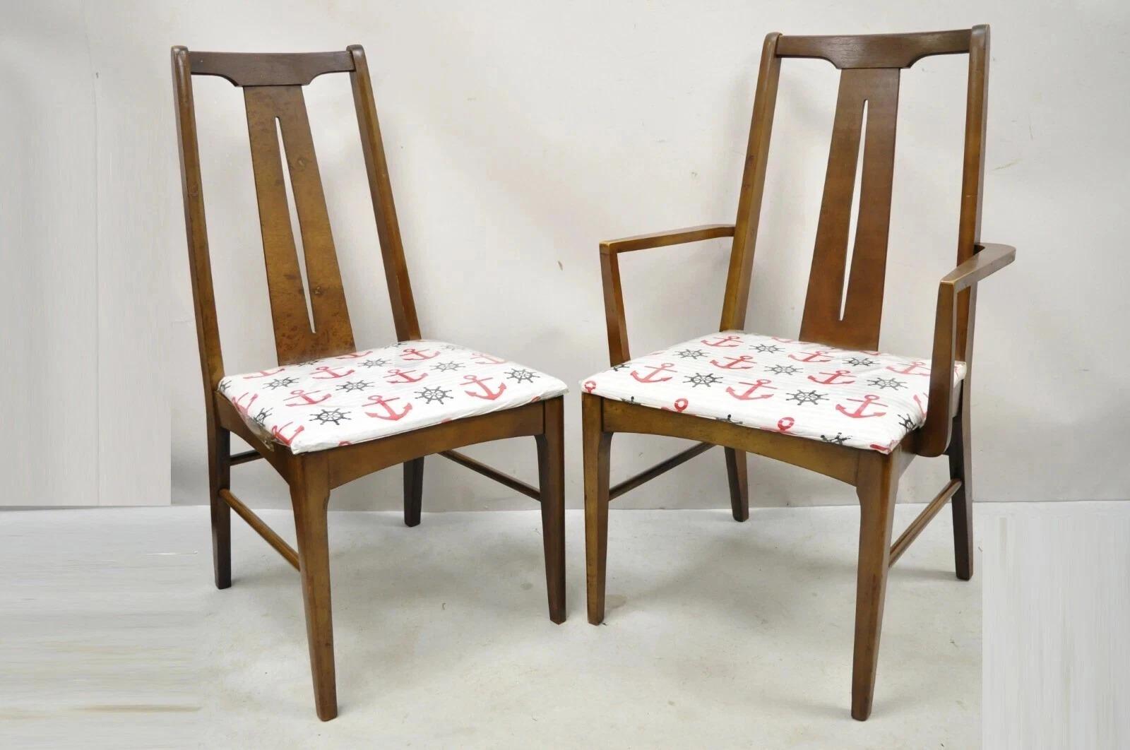 Vintage Mid Century Modern Sculpted Walnut Dining Room Chairs - Set of 6 For Sale 6