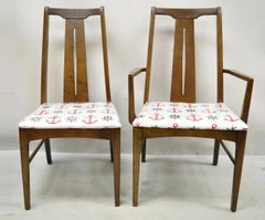 Vintage Mid Century Modern Sculpted Walnut Dining Room Chairs - Set of 6