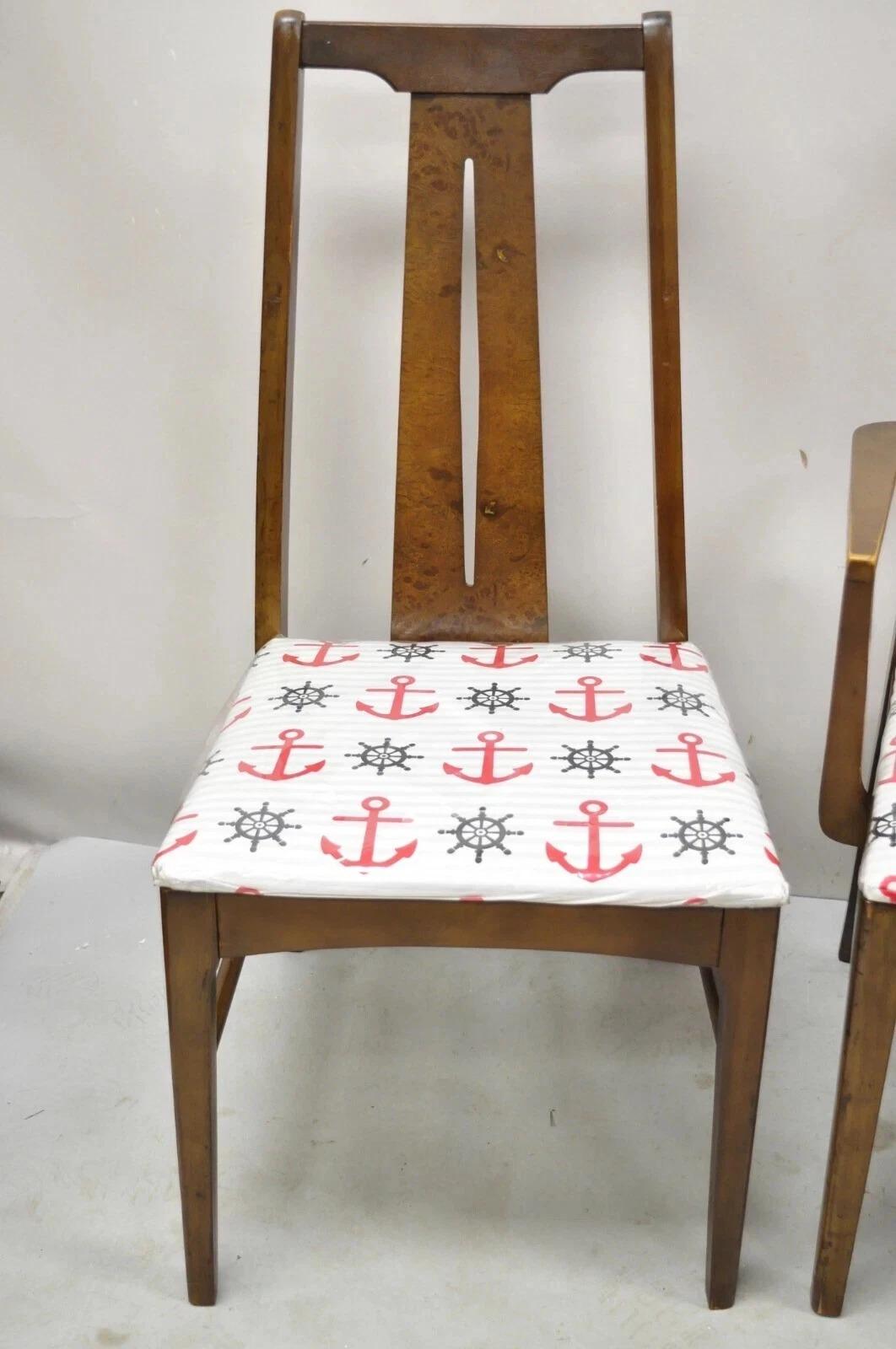 Unknown Vintage Mid Century Modern Sculpted Walnut Dining Room Chairs - Set of 6 For Sale