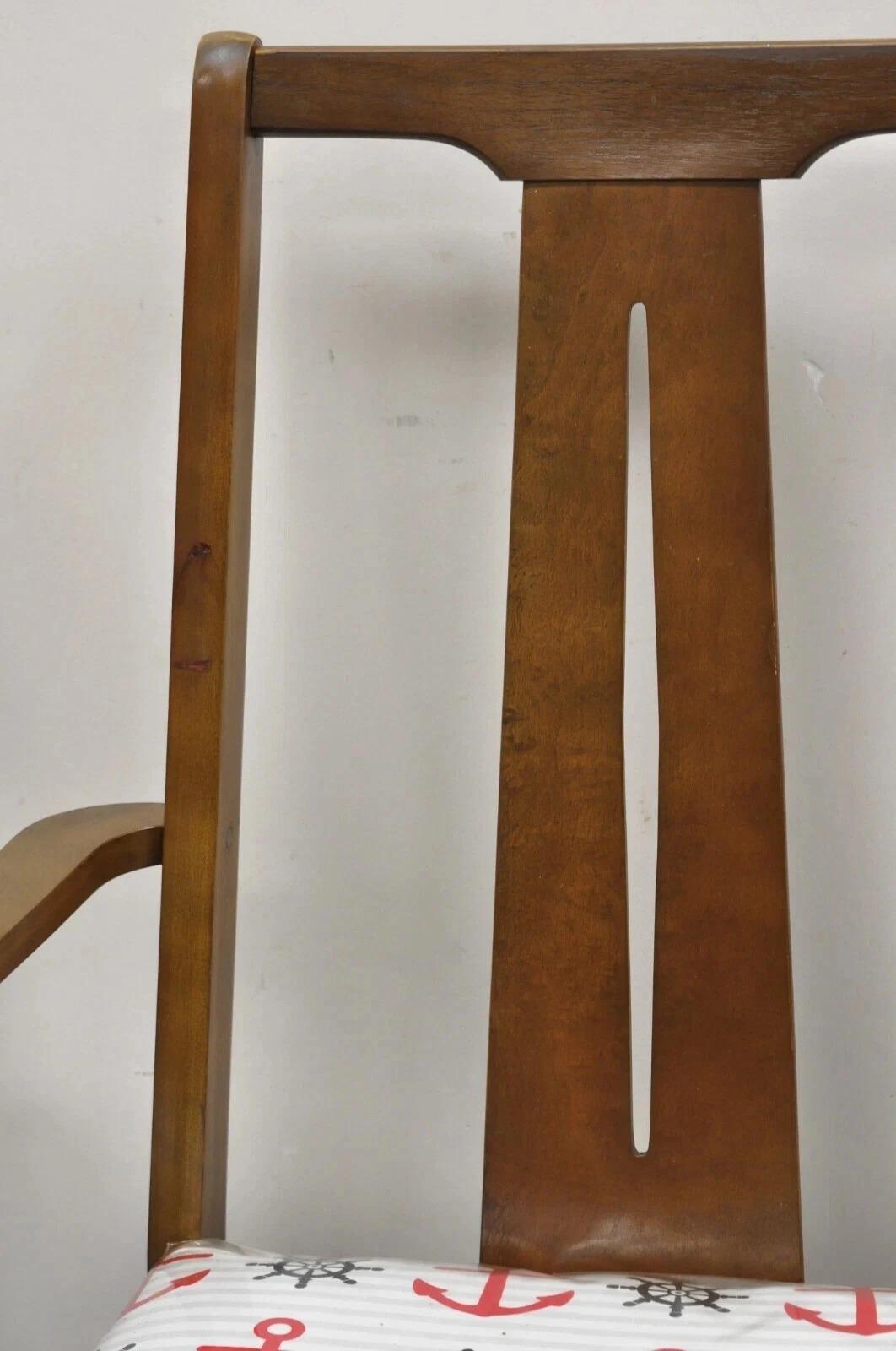Vintage Mid Century Modern Sculpted Walnut Dining Room Chairs - Set of 6 In Good Condition For Sale In Philadelphia, PA